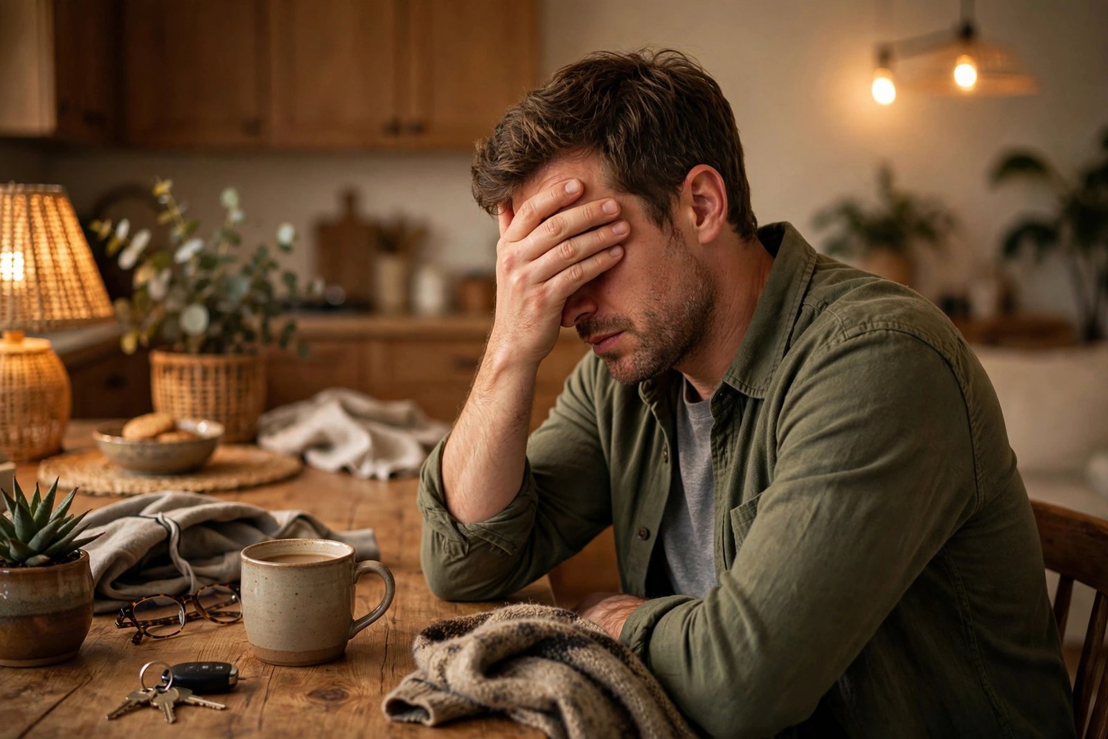 Person facepalming at bad news β FML meaning examples