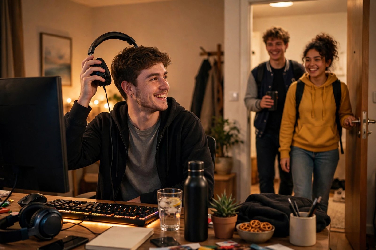 Gamer taking off headset to meet friends — how IRL is used